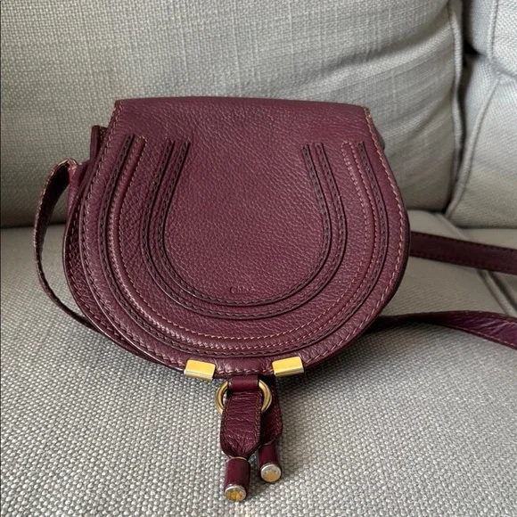 Chloe Mini Marcie Burgundy Leather Saddle Bag